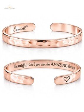 Engraved Inspirational Cuff Bracelet - 316L Surgical Stainless Steel,